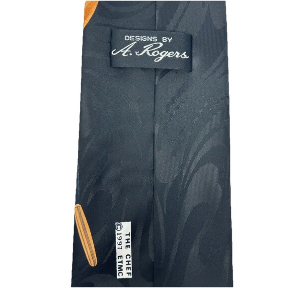 Designs By A. Rogers Black "The Chef‎ " Neck Tie  57" x 4" - Picture 6 of 7